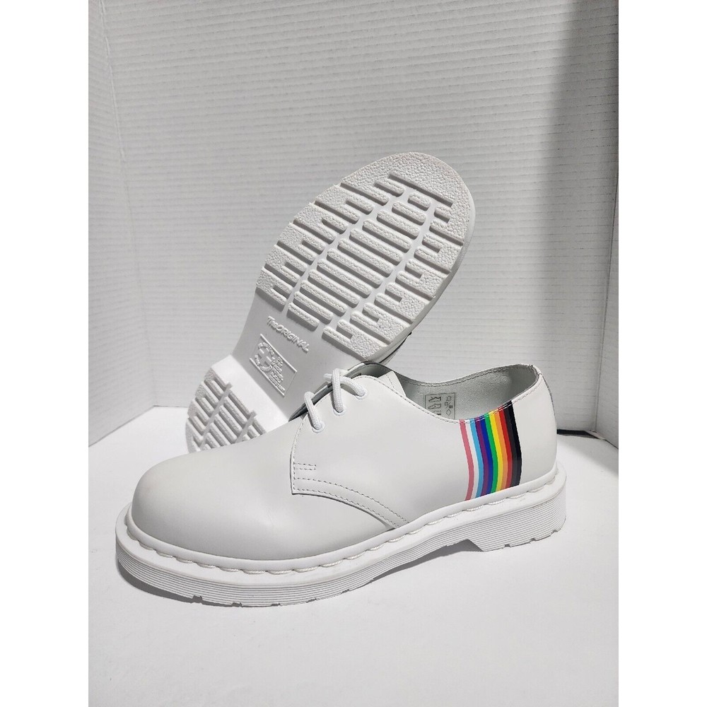 Dr. Martens For Pride Oxford Shoes - White Smooth Leather Men's Sz 8 / Women’s 9
